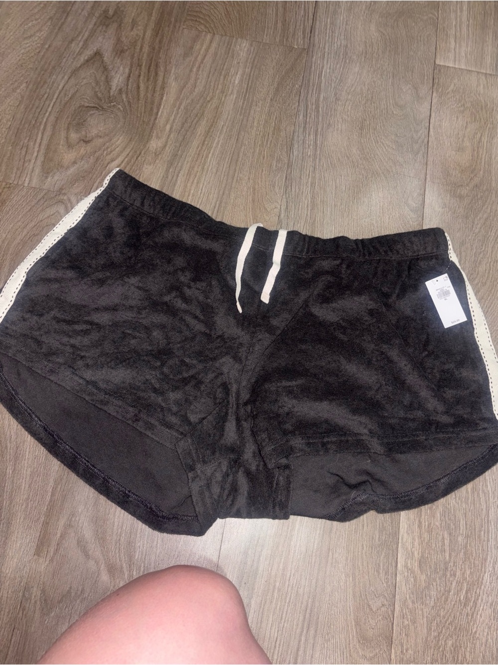 gray Women’s Lounge Shorts with White Trim